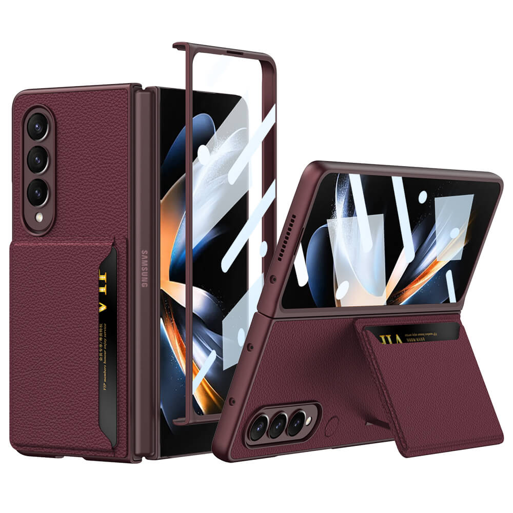 Cardholder Bag Bracket Leather Wallet Case For Samsung Galaxy Z Fold4 5G