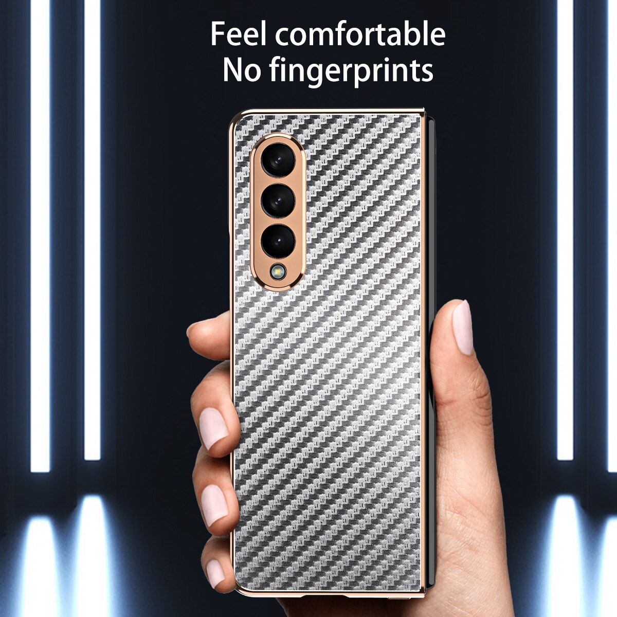 Plating Folding Case for Samsung Galaxy Z Fold 3 5G Fold3 with Tempered Glass Screen Protector Film Cover