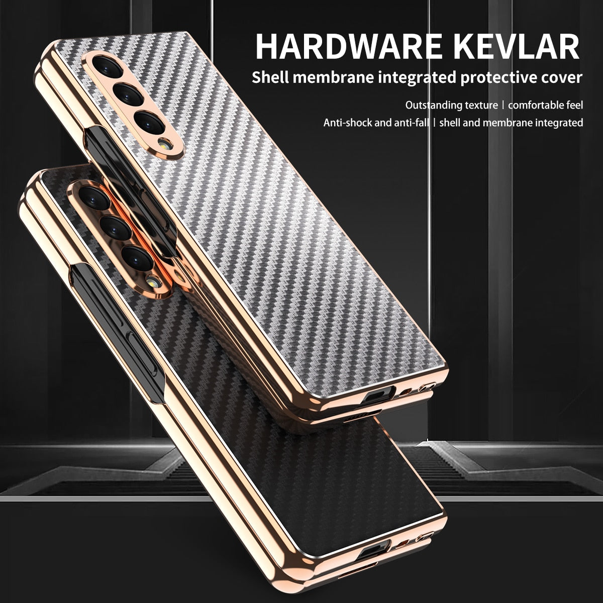 Plating Folding Case for Samsung Galaxy Z Fold 3 5G Fold3 with Tempered Glass Screen Protector Film Cover