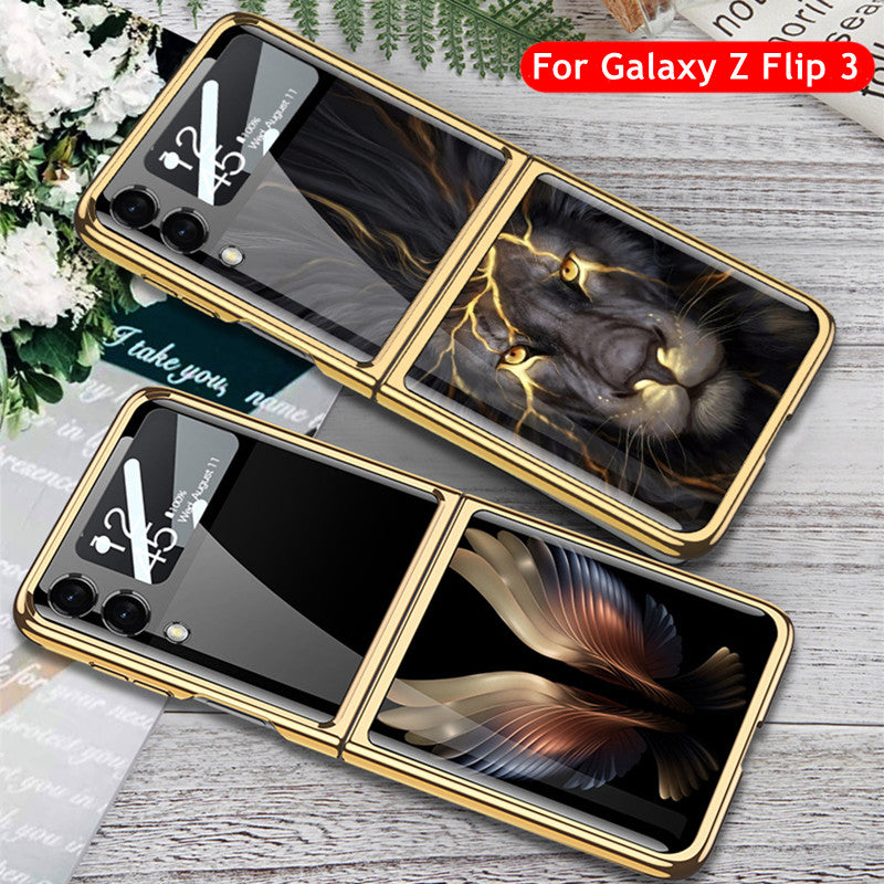 Samsung Galaxy Z Flip 3 5G Case Cover Palting Tempered Glass Hard Full Camera Protection Cover for Z Flip3