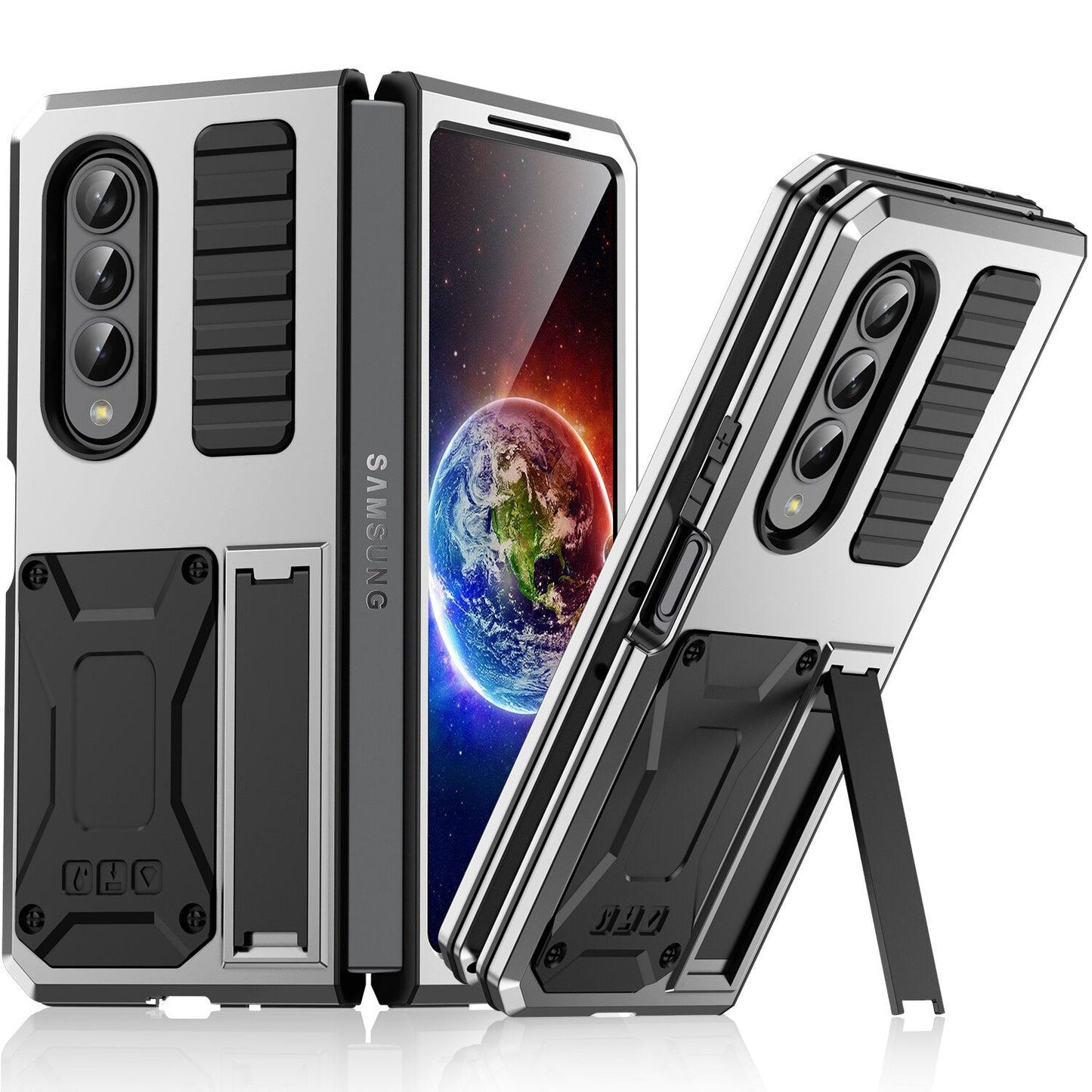 Samsung Galaxy Z Fold4 5G Case Aluminum Alloy Metal Heavy Duty Protection Stand Back Cover for Samsung Z Fold4 Capa