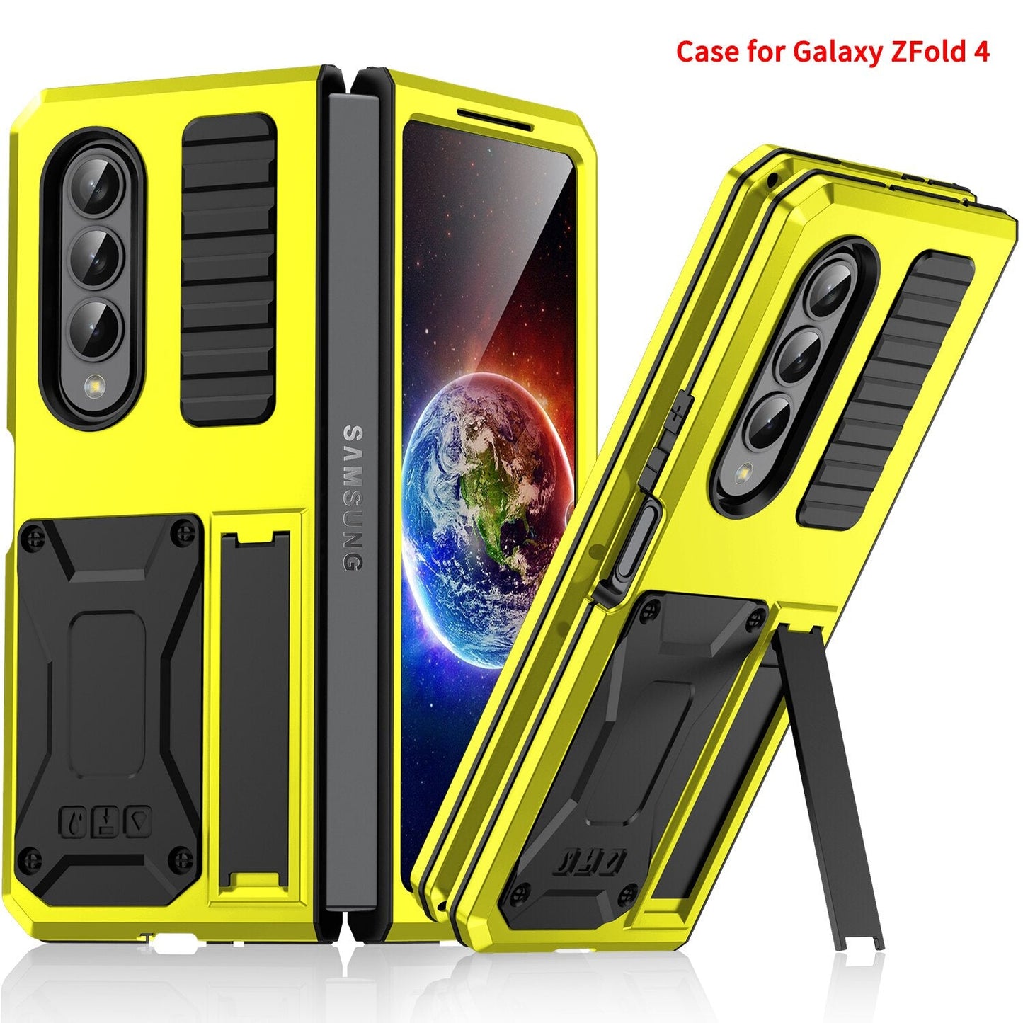 Samsung Galaxy Z Fold4 5G Case Aluminum Alloy Metal Heavy Duty Protection Stand Back Cover for Samsung Z Fold4 Capa