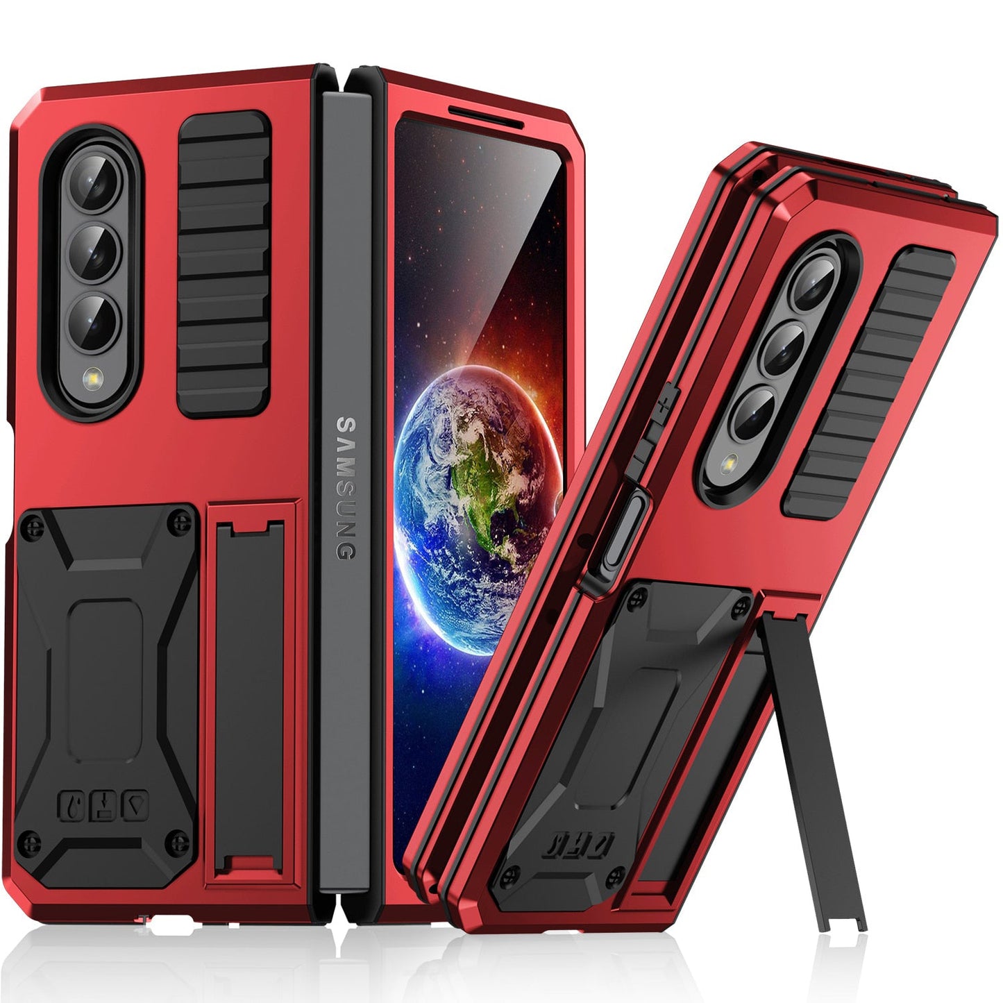 Samsung Galaxy Z Fold4 5G Case Aluminum Alloy Metal Heavy Duty Protection Stand Back Cover for Samsung Z Fold4 Capa