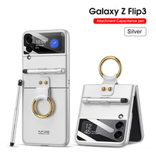 Load image into Gallery viewer, Capacitance Pen Plastic Cover For Samsung Galaxy Z Flip 3 5G Case Finger-Ring Back Screen Protector Cover For Galaxy Z Flip3
