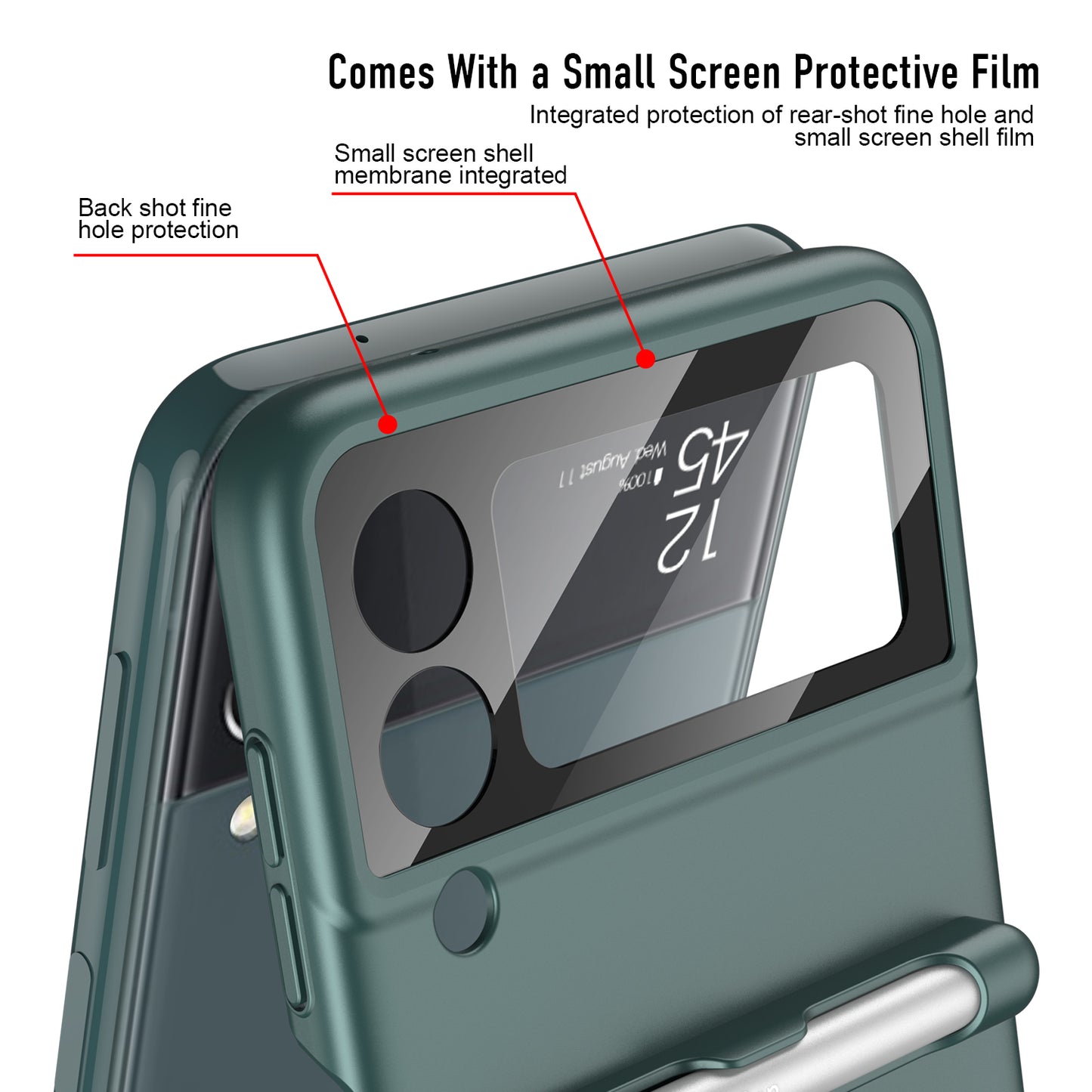 Capacitance Pen Plastic Cover For Samsung Galaxy Z Flip 3 5G Case Finger-Ring Back Screen Protector Cover For Galaxy Z Flip3