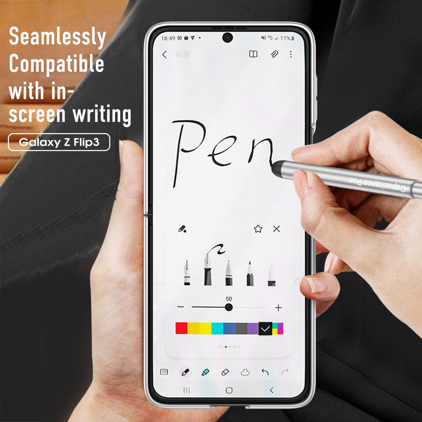Capacitance Pen Plastic Cover For Samsung Galaxy Z Flip 3 5G Case Finger-Ring Back Screen Protector Cover For Galaxy Z Flip3