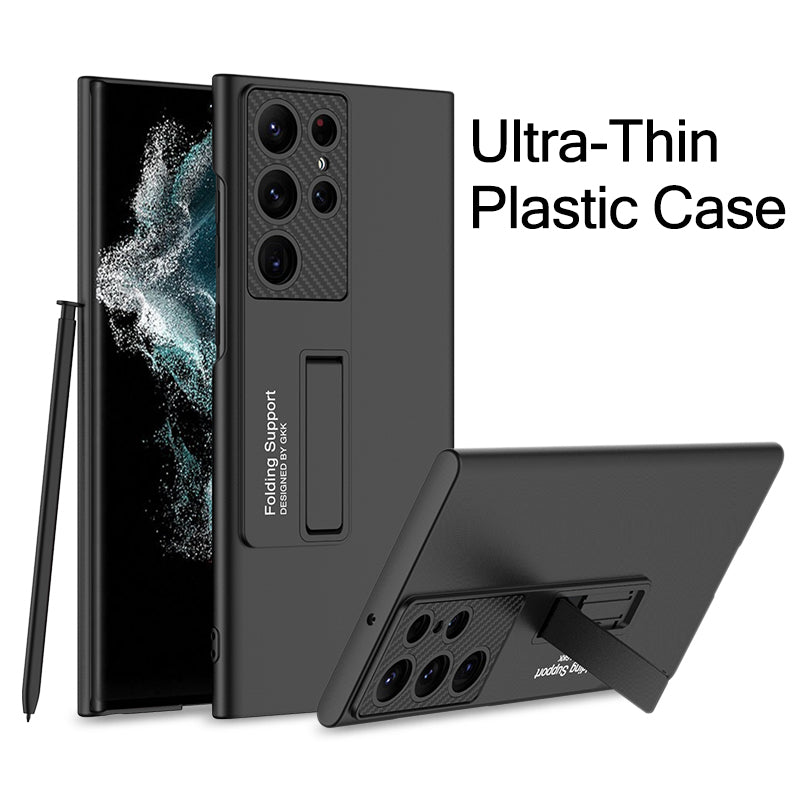 Carbon fiber Leather Stand Phone Case For Samsung Galaxy S22 Ultra All-included Protection Cover For Galaxy S22 Ultra Case