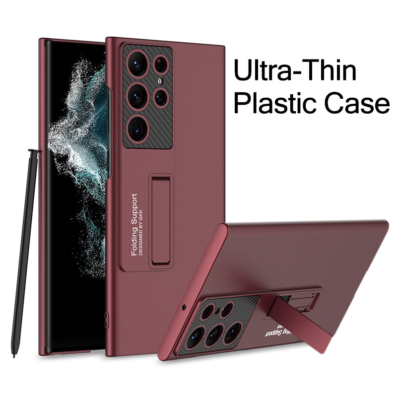 Carbon fiber Leather Stand Phone Case For Samsung Galaxy S22 Ultra All-included Protection Cover For Galaxy S22 Ultra Case