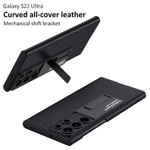 Carregar imagem no visualizador da galeria, Carbon fiber Leather Stand Phone Case For Samsung Galaxy S22 Ultra All-included Protection Cover For Galaxy S22 Ultra Case
