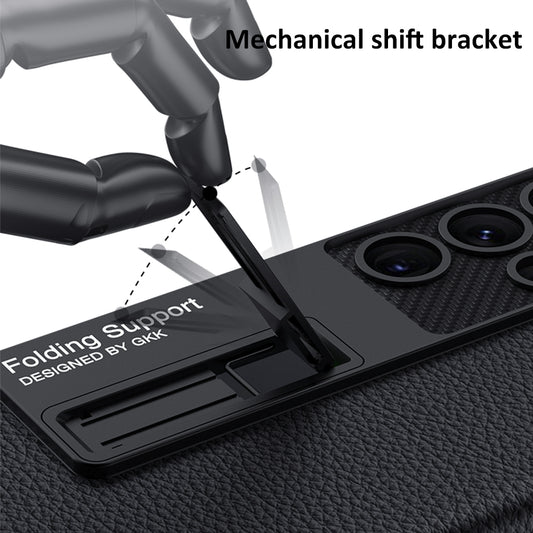 Carbon fiber Leather Stand Phone Case For Samsung Galaxy S22 Ultra All-included Protection Cover For Galaxy S22 Ultra Case