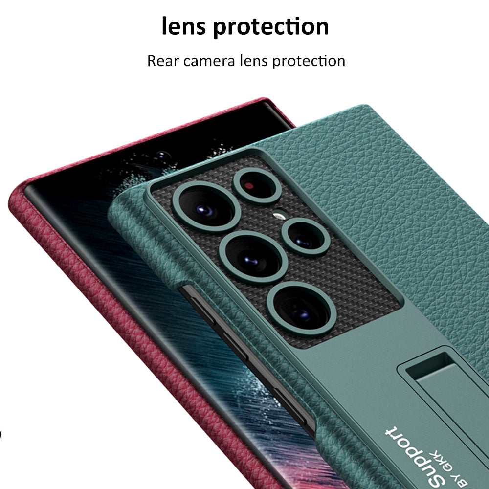 Carbon fiber Leather Stand Phone Case For Samsung Galaxy S22 Ultra All-included Protection Cover For Galaxy S22 Ultra Case