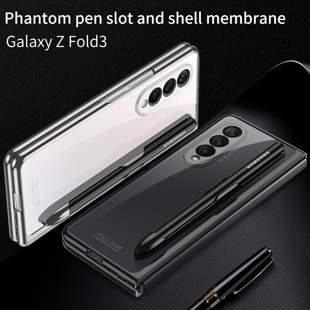 Front Tempered Glass Case For Samsung Galaxy Z Fold 3 5G Transparent Plating With Pen Slot Cover For Samsung Fold 3 5G Case