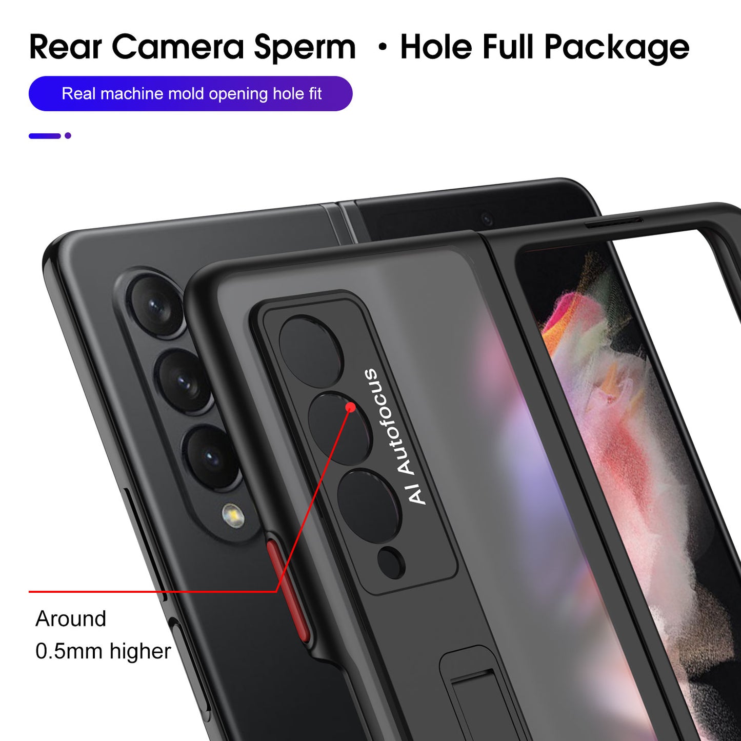 Frosted Translucent Case For Samsung Galaxy Z Fold 3 5G Magnetic Holder TPU Frame Hard Back Cover For Galaxy Z Fold3 5G Case