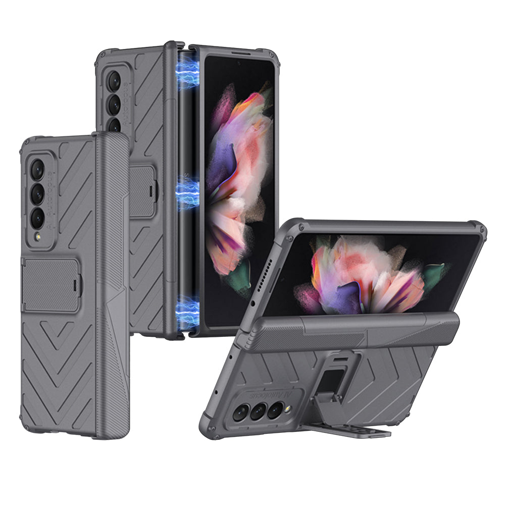 Heavy duty Armor Magnetic Hinge Cover For Samsung Galaxy Z Fold 3 5G Case Anti-knock Stand Cover For Galaxy Z Fold 3 Funda
