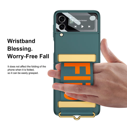 Leather Belts Holder Case For Samsung Galaxy Z Flip 3 5G With Back Screen Protector Hard Cover For Samsung Z Flip 3 5G Case