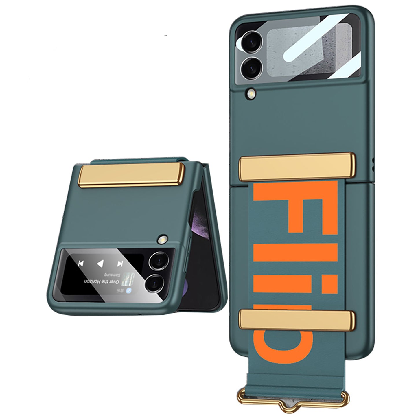 Leather Belts Holder Case For Samsung Galaxy Z Flip 3 5G With Back Screen Protector Hard Cover For Samsung Z Flip 3 5G Case
