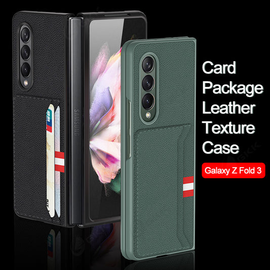 Leather Card Package Case For Samsung Galaxy Z Fold 3 5G Anti-knock Protection Hard Cover For Samsung Z Fold3 Case Coque