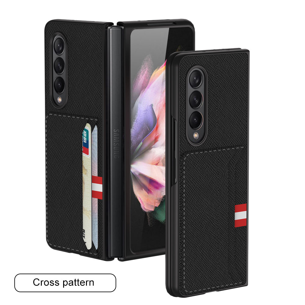 Leather Card Package Case For Samsung Galaxy Z Fold 3 5G Anti-knock Protection Hard Cover For Samsung Z Fold3 Case Coque