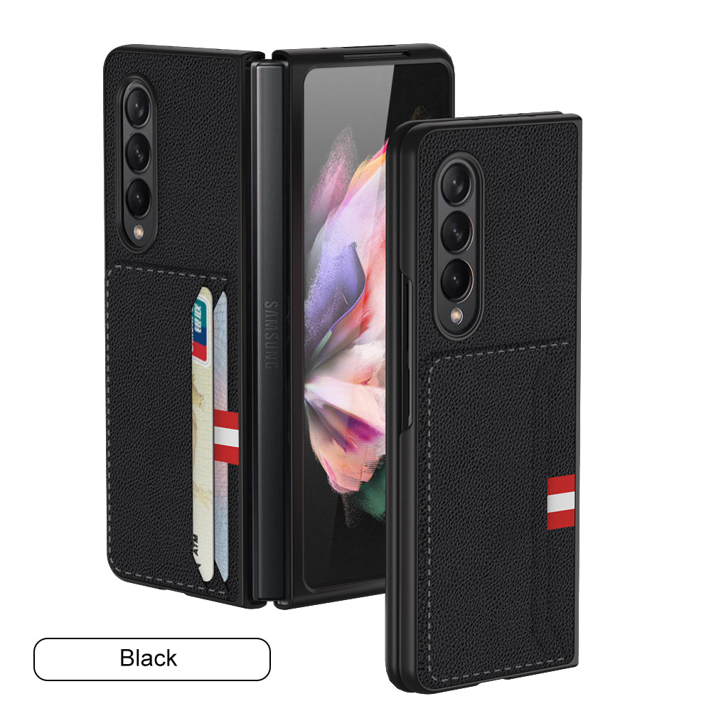 Leather Card Package Case For Samsung Galaxy Z Fold 3 5G Anti-knock Protection Hard Cover For Samsung Z Fold3 Case Coque