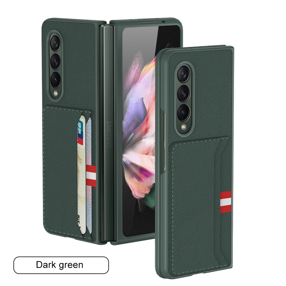 Leather Card Package Case For Samsung Galaxy Z Fold 3 5G Anti-knock Protection Hard Cover For Samsung Z Fold3 Case Coque