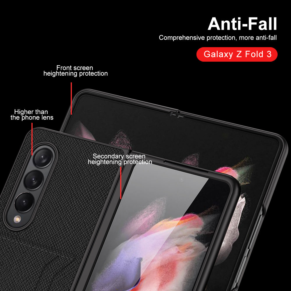 Leather Card Package Case For Samsung Galaxy Z Fold 3 5G Anti-knock Protection Hard Cover For Samsung Z Fold3 Case Coque