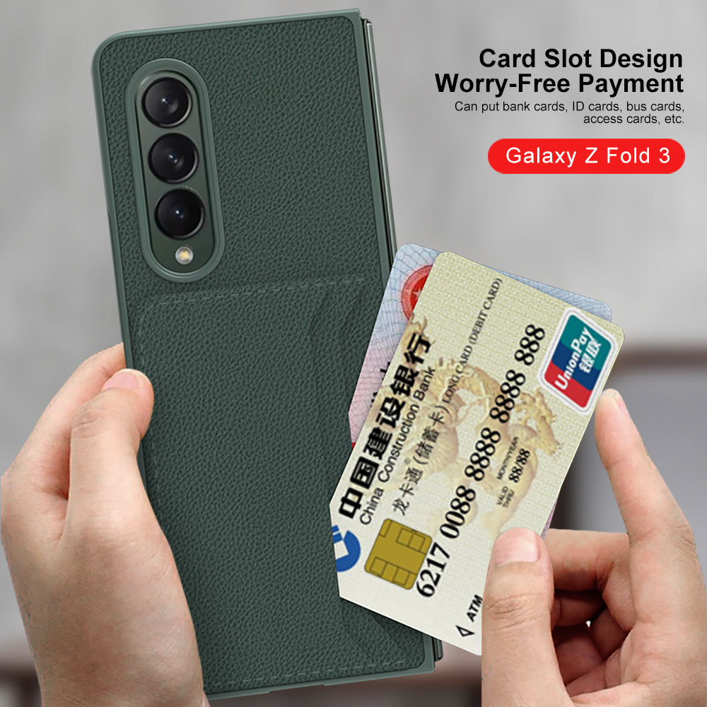 Leather Card Package Case For Samsung Galaxy Z Fold 3 5G Anti-knock Protection Hard Cover For Samsung Z Fold3 Case Coque