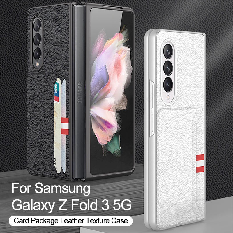 Leather Card Package Case For Samsung Galaxy Z Fold 3 5G Anti-knock Protection Hard Cover For Samsung Z Fold3 Case Coque