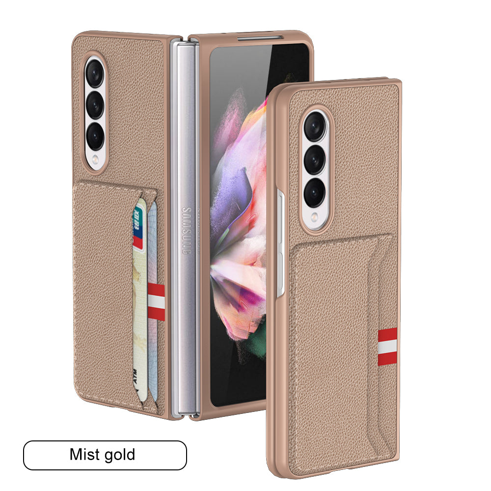 Leather Card Package Case For Samsung Galaxy Z Fold 3 5G Anti-knock Protection Hard Cover For Samsung Z Fold3 Case Coque