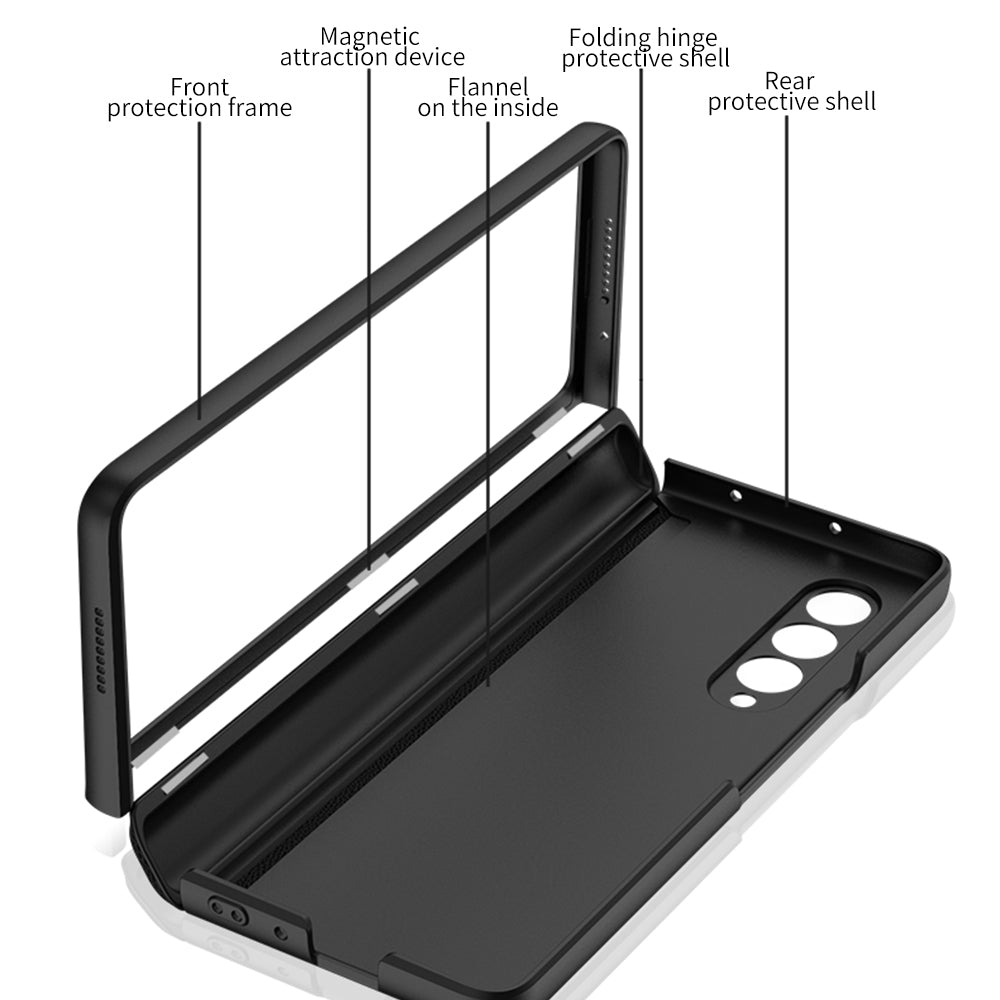 Leather Magnetic Frame Case Cover For Samsung Galaxy Z Fold 3 5G All-Included Hard Phone Cover For Samsung Z Fold3 5G Case