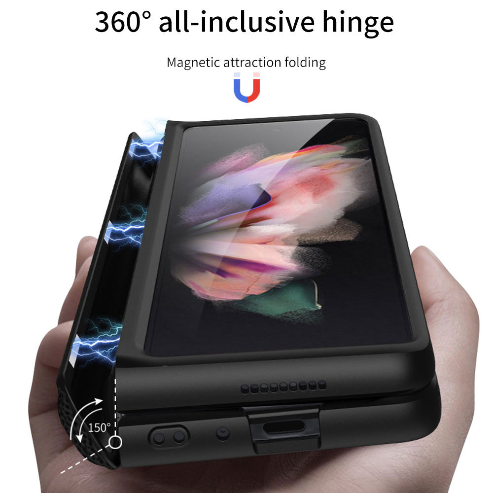 Leather Magnetic Frame Case Cover For Samsung Galaxy Z Fold 3 5G All-Included Hard Phone Cover For Samsung Z Fold3 5G Case
