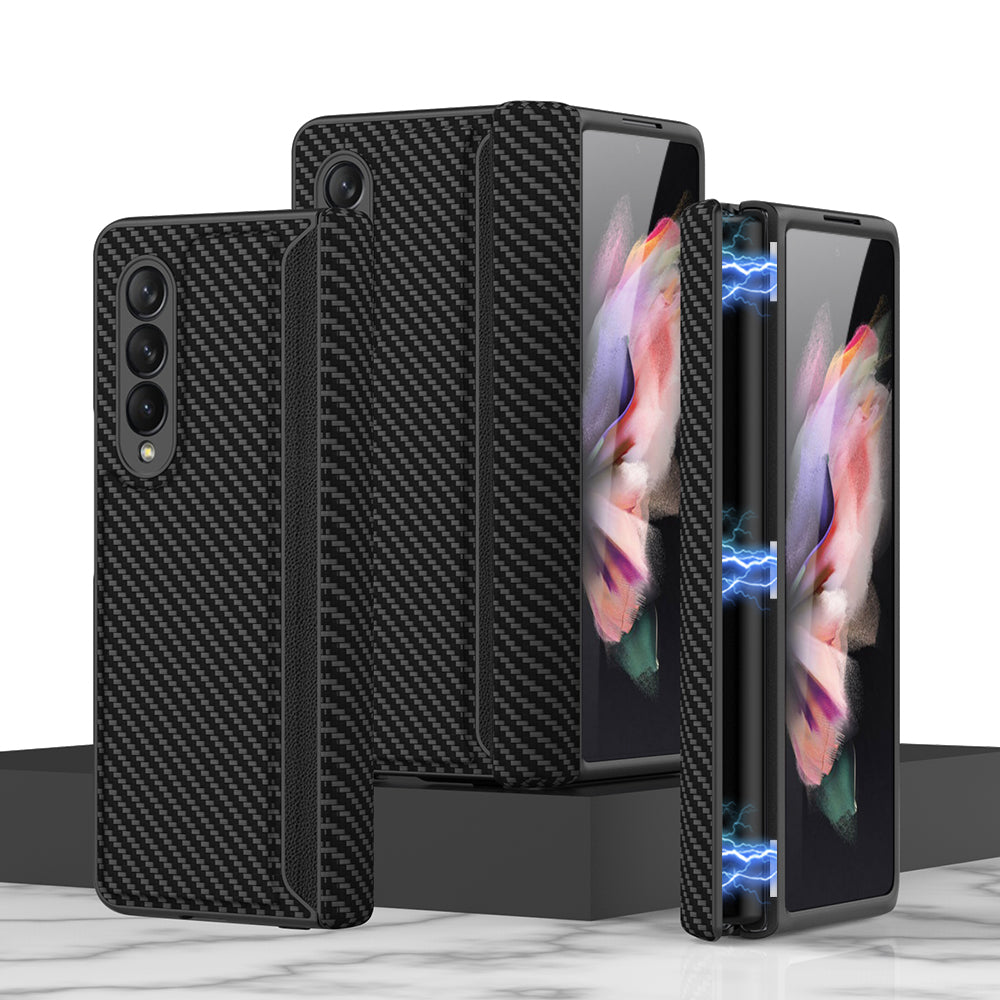 Leather Magnetic Frame Case Cover For Samsung Galaxy Z Fold 3 5G All-Included Hard Phone Cover For Samsung Z Fold3 5G Case