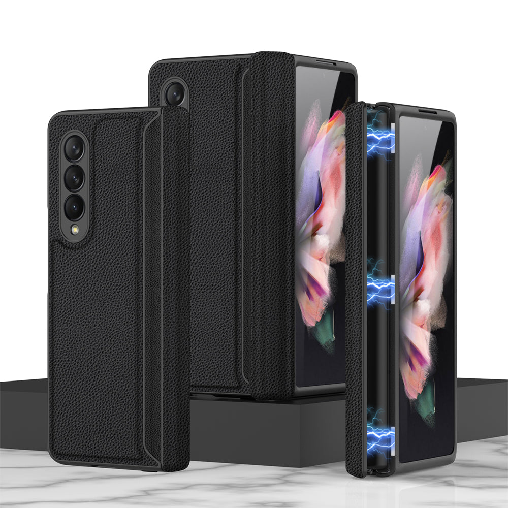 Leather Magnetic Frame Case Cover For Samsung Galaxy Z Fold 3 5G All-Included Hard Phone Cover For Samsung Z Fold3 5G Case