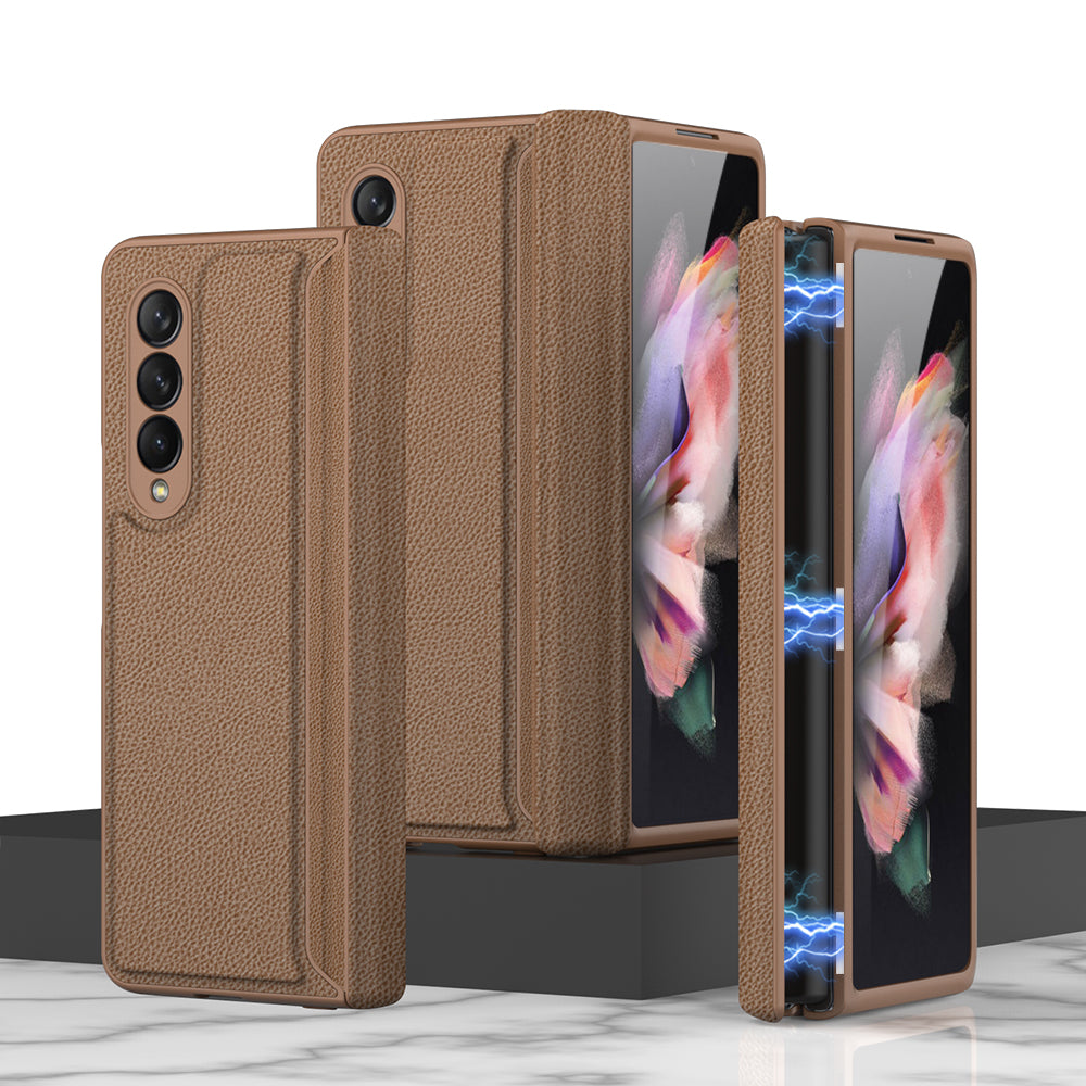 Leather Magnetic Frame Case Cover For Samsung Galaxy Z Fold 3 5G All-Included Hard Phone Cover For Samsung Z Fold3 5G Case