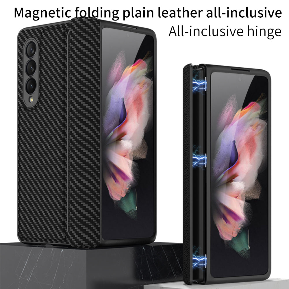 Leather Magnetic Frame Case Cover For Samsung Galaxy Z Fold 3 5G All-Included Hard Phone Cover For Samsung Z Fold3 5G Case