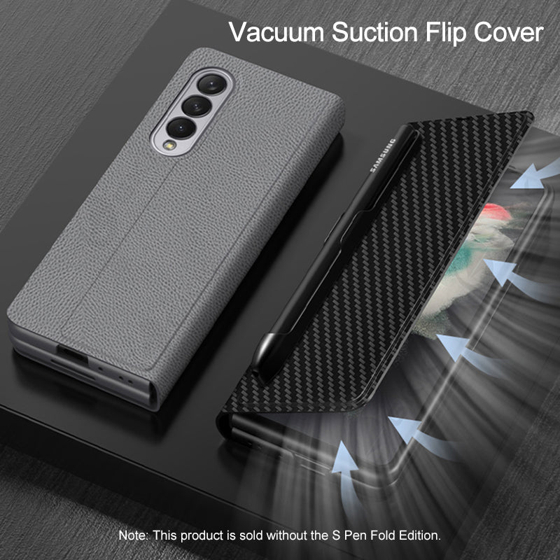 Leather Pen Holder Case For Samsung Galaxy Z Fold 3 5G Anti-knock All-included Protection Cover For Samsung Z Fold3 5G Case