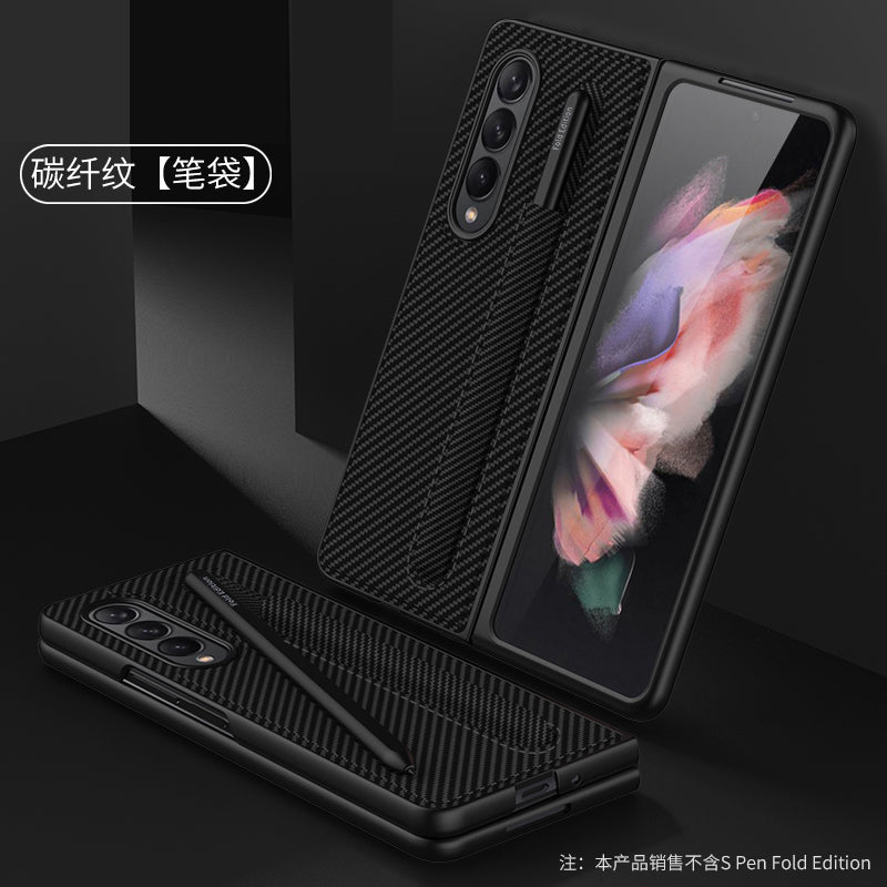 Leather Pen Slot Bag Case For Samsung Galaxy Z Fold 3 5G Ultra-thin Anti-knock Protection Cover For Samsung Z Fold3 5G Case