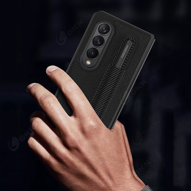 Leather Pen Slot Bag Case For Samsung Galaxy Z Fold 3 5G Ultra-thin Anti-knock Protection Cover For Samsung Z Fold3 5G Case