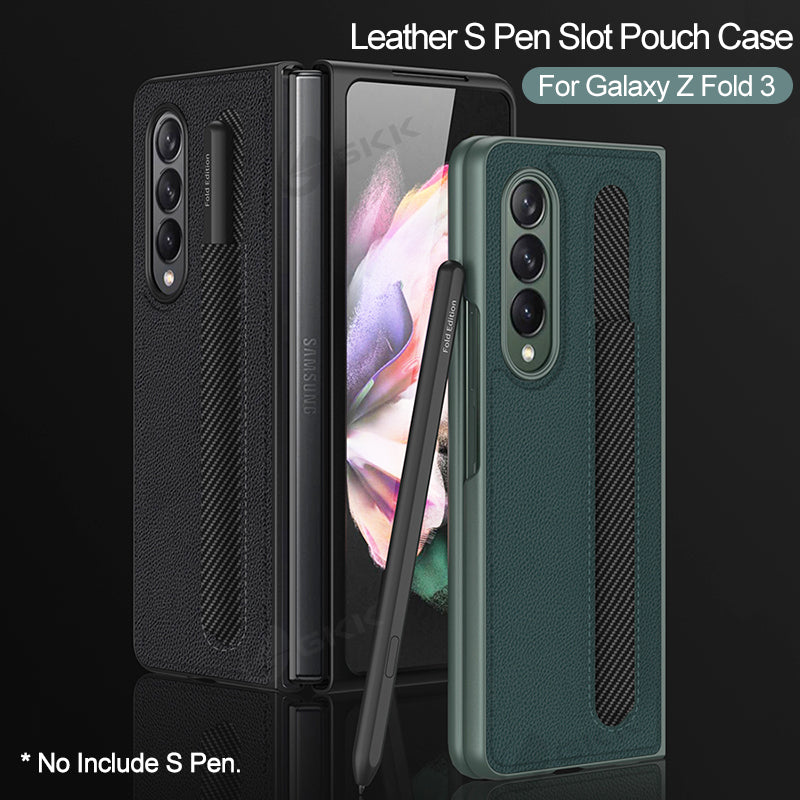Leather Pen Slot Bag Case For Samsung Galaxy Z Fold 3 5G Ultra-thin Anti-knock Protection Cover For Samsung Z Fold3 5G Case
