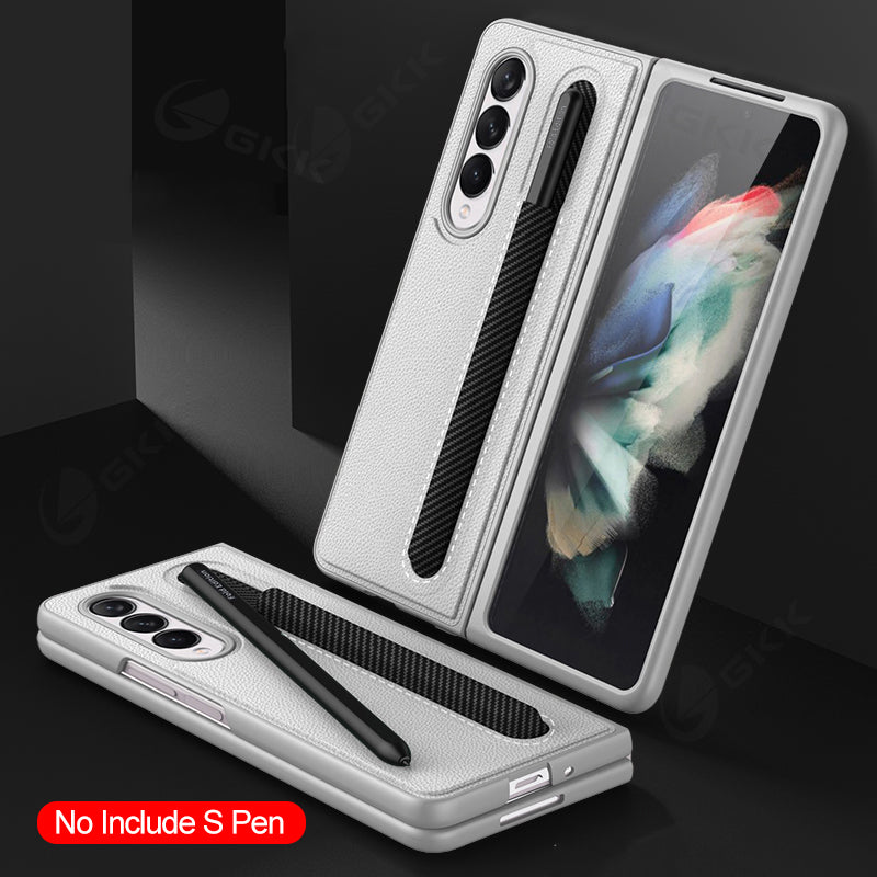 Leather Pen Slot Bag Case For Samsung Galaxy Z Fold 3 5G Ultra-thin Anti-knock Protection Cover For Samsung Z Fold3 5G Case