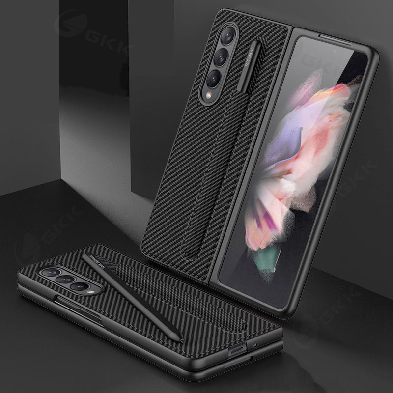 Leather Pen Slot Bag Case For Samsung Galaxy Z Fold 3 5G Ultra-thin Anti-knock Protection Cover For Samsung Z Fold3 5G Case