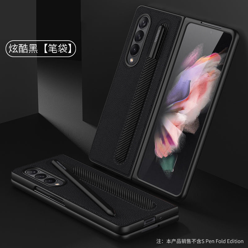 Leather Pen Slot Bag Case For Samsung Galaxy Z Fold 3 5G Ultra-thin Anti-knock Protection Cover For Samsung Z Fold3 5G Case