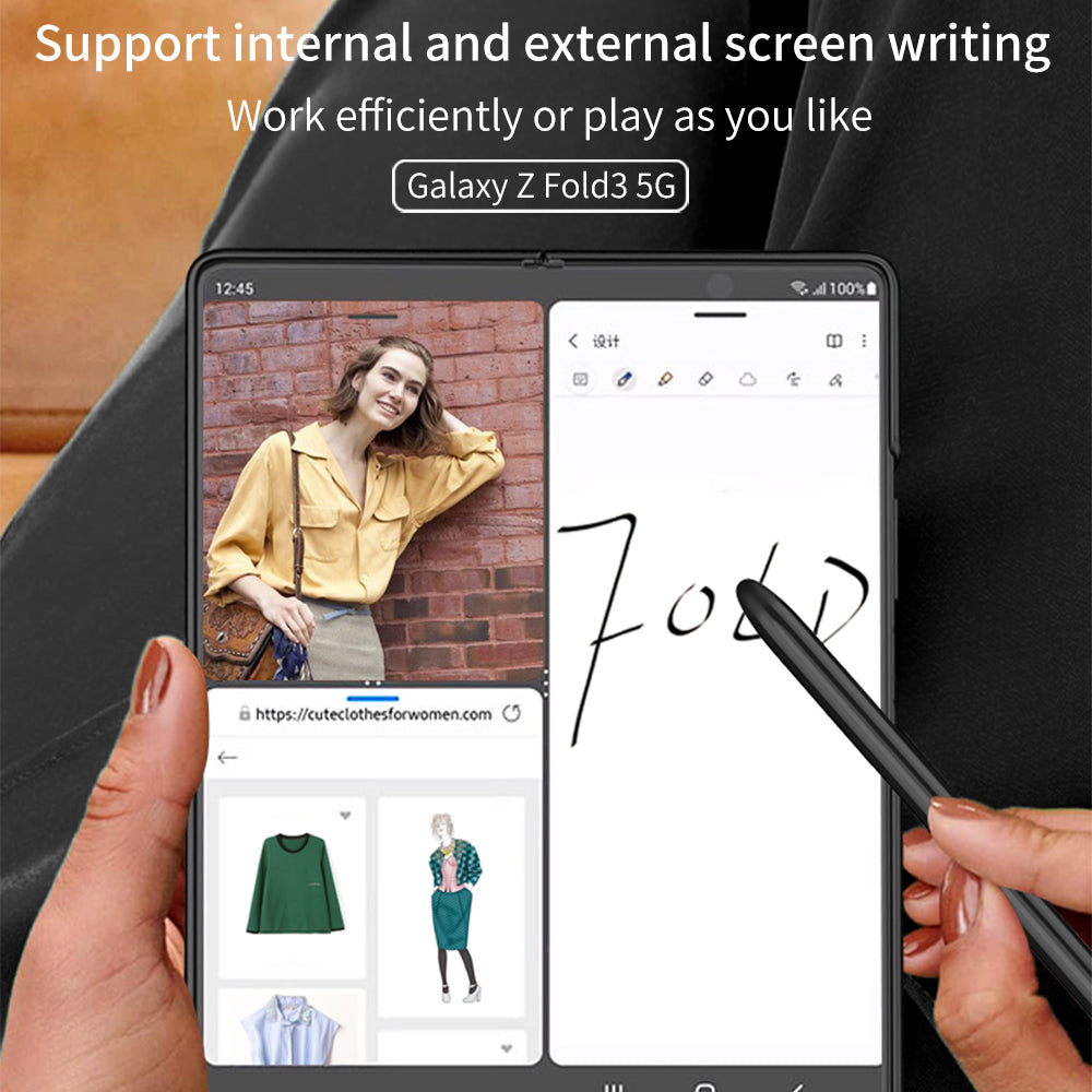Leather Weaving BV Grid Case For Samsung Galaxy Z Fold 3 5G Card Clip Slot Phone Cover For Galaxy Z Fold 3 Case Included Pen