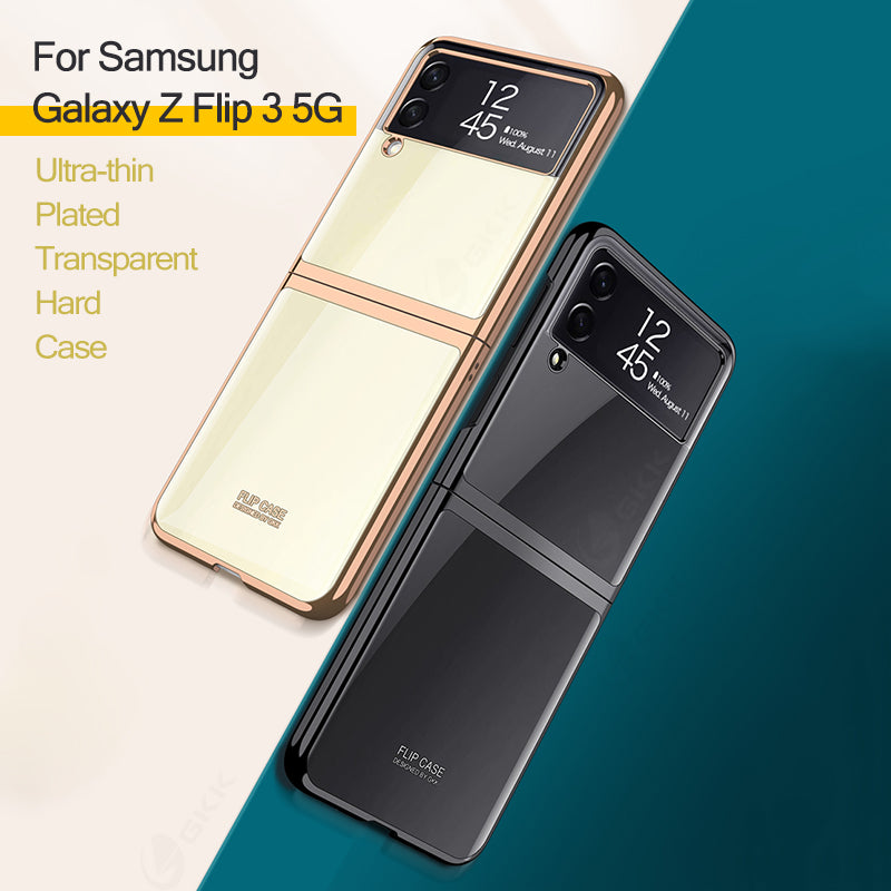 Luxury Electroplating Flip Case For Samsung Galaxy Z Flip 3 5G Transparent Plastic Hard Cover For Samsung Z Flip 3 5G Case