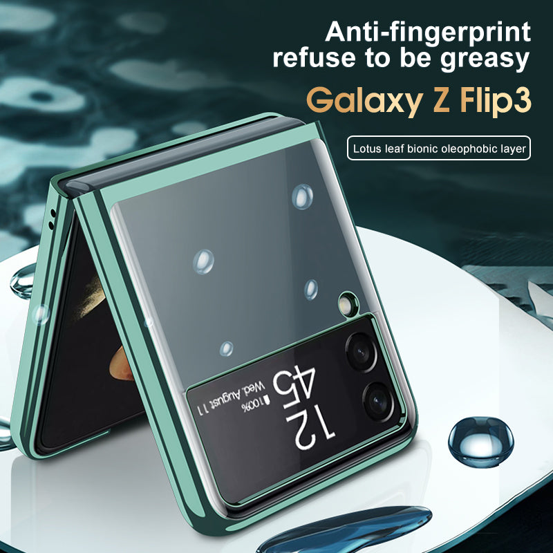 Luxury Electroplating Flip Case For Samsung Galaxy Z Flip 3 5G Transparent Plastic Hard Cover For Samsung Z Flip 3 5G Case