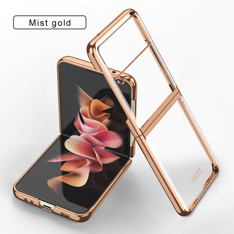 Luxury Electroplating Flip Case For Samsung Galaxy Z Flip 3 5G Transparent Plastic Hard Cover For Samsung Z Flip 3 5G Case