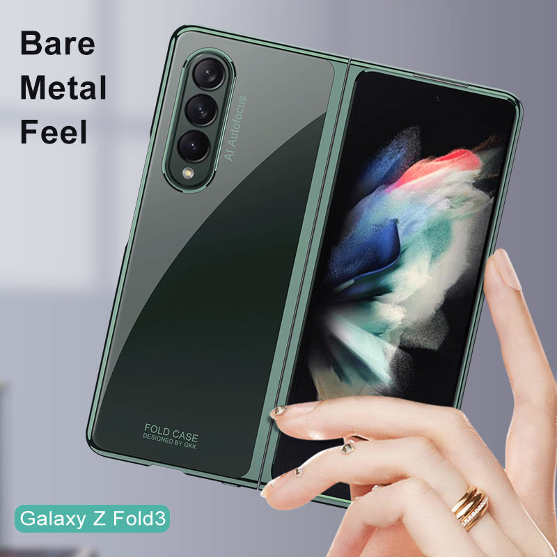 Luxury Plating Flip Case For Samsung Galaxy Z Fold 2 3 5G HD Transparent Shockproof Hard Cover For Samsung Z Fold3 5G Case