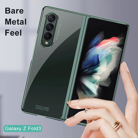 Luxury Plating Flip Case For Samsung Galaxy Z Fold 2 3 5G HD Transparent Shockproof Hard Cover For Samsung Z Fold3 5G Case