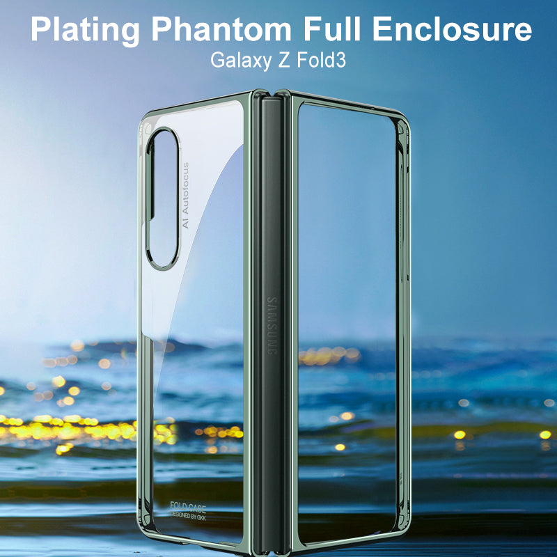 Luxury Plating Flip Case For Samsung Galaxy Z Fold 2 3 5G HD Transparent Shockproof Hard Cover For Samsung Z Fold3 5G Case