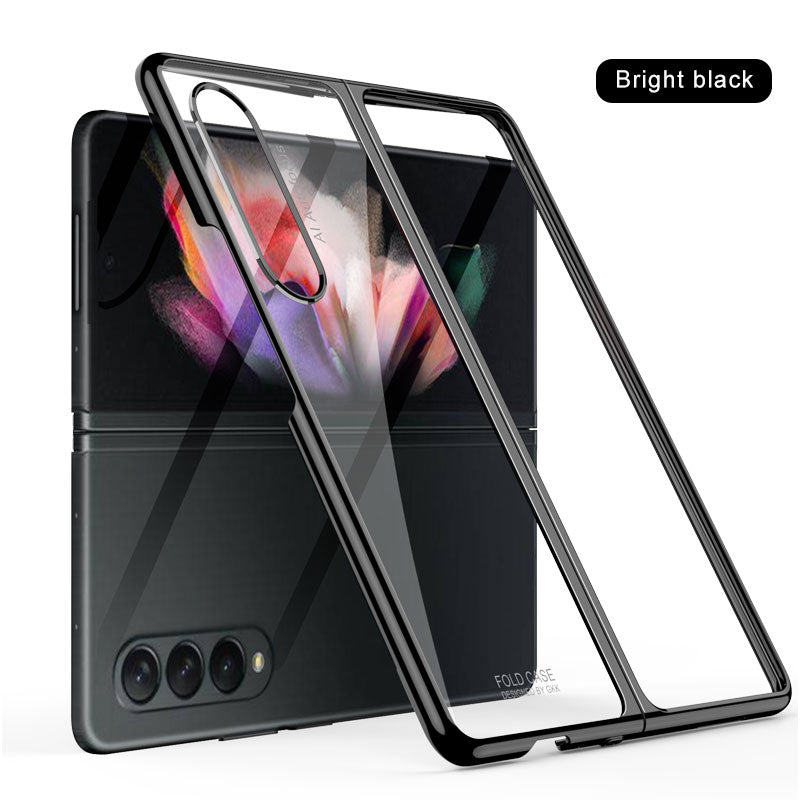 Luxury Plating Flip Case For Samsung Galaxy Z Fold 2 3 5G HD Transparent Shockproof Hard Cover For Samsung Z Fold3 5G Case