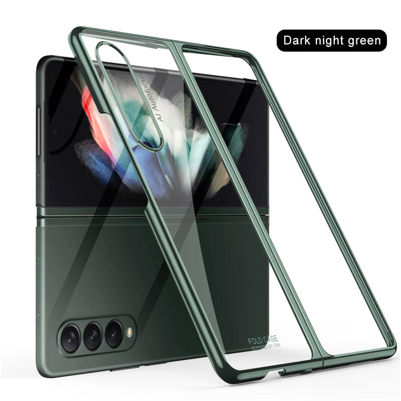 Luxury Plating Flip Case For Samsung Galaxy Z Fold 2 3 5G HD Transparent Shockproof Hard Cover For Samsung Z Fold3 5G Case